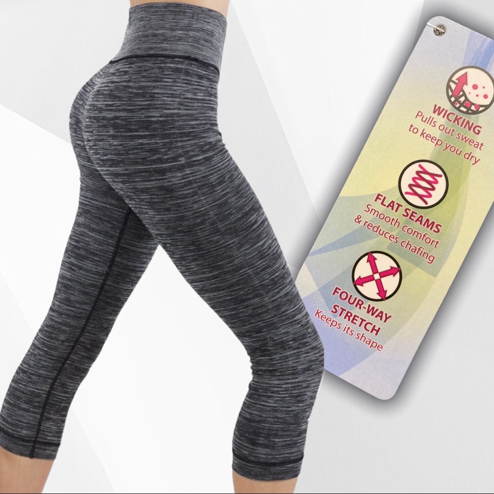 ⚜️ Power Flex Dry-Fit Workout Two Tone Capri Compression Leggings - Picture 4 of 7
